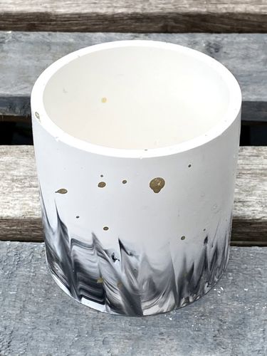 Black and Gold on White Pot